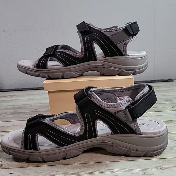 Lands’ End All Weather Sandals Grey/Black Size 10B - Picture 2 of 8